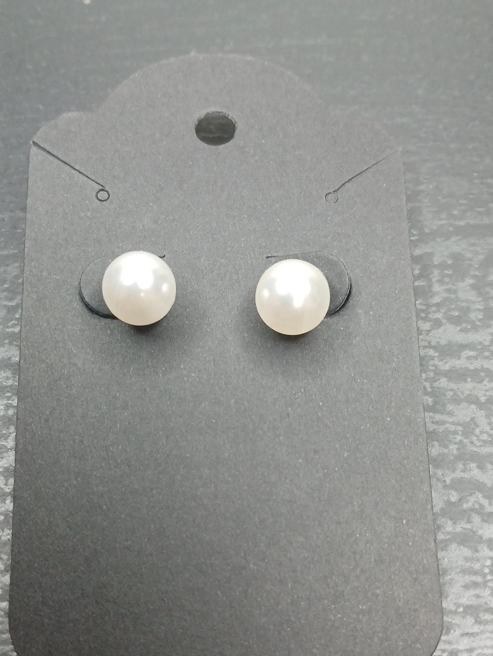 Faux Imitation Pearl Round Stud Earrings, 925 Plated